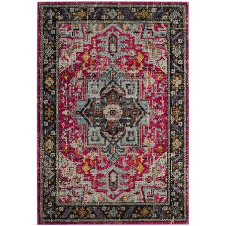 Safavieh 4 x 5 ft.-7 in. Monaco Power Loomed Medium Rectangle Area Rug, Fuchsia and Grey MNC253J-4